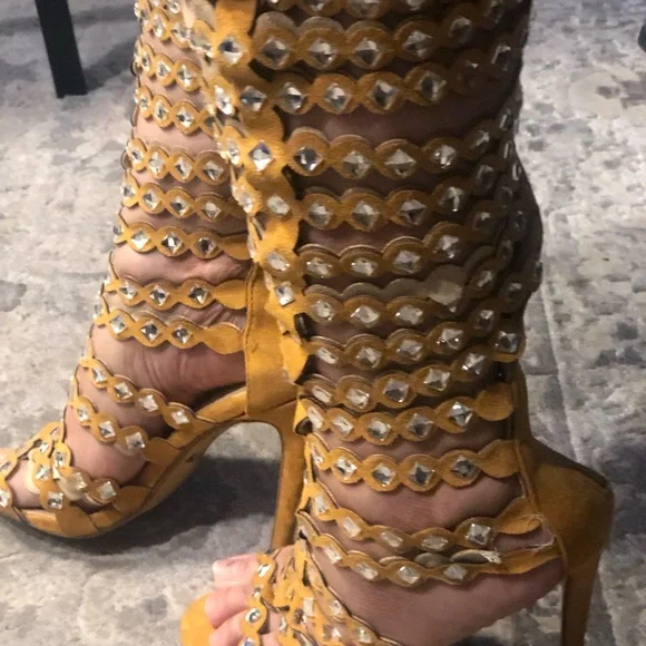 Cape Robbin Open Toe Lace Up Gladiator Over The Knee Thigh High Caged Sandals - Picture 5 of 16